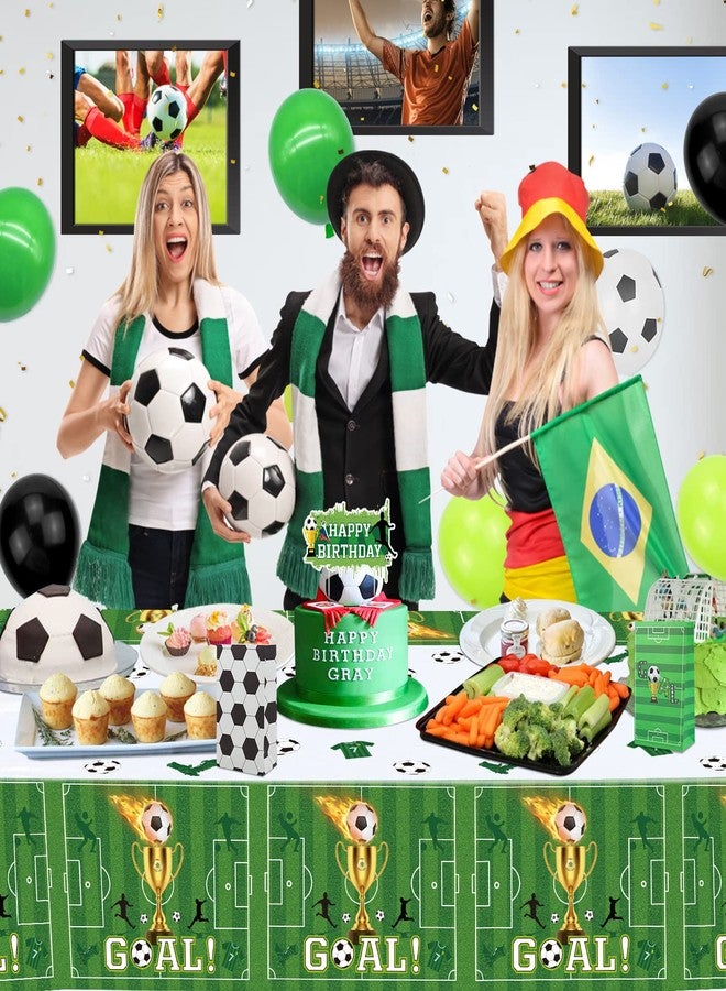 Inspireyee 4 Pack Soccer Party Tablecloths Soccer Birthday Decorations Plastic Disposable Sports Theme Party Table Covers Soccer Theme Table Cloth for Rectangle Tables Birthday Party Supplies Favors 51'' X 86'' - Image 3